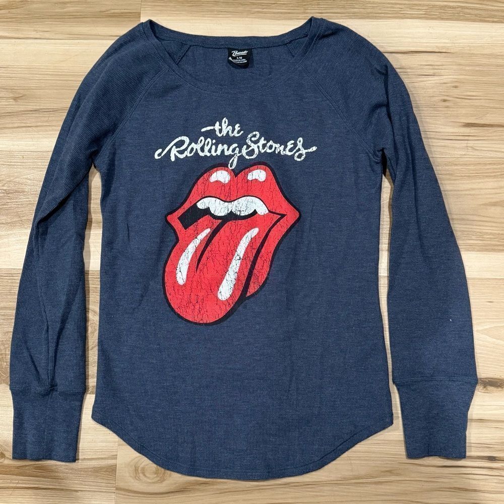 Bravado The Rolling Stones Blue Henley Long Sleeve Shirt Women’s Large